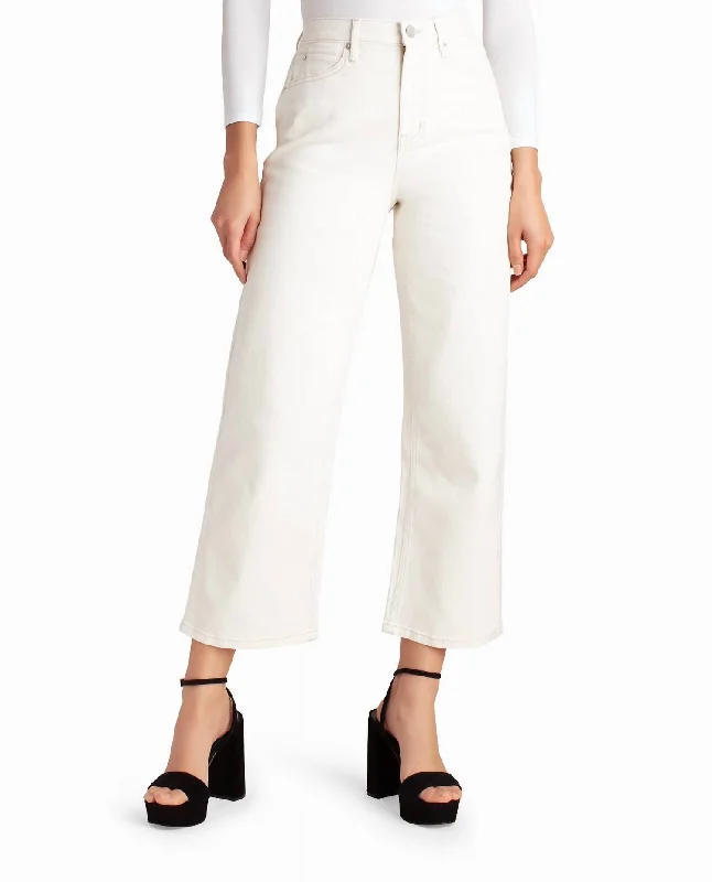 High Rise Wide Leg Ankle Jean In Off White