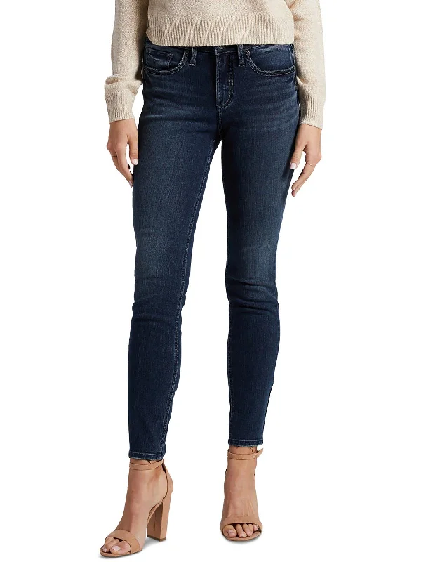 Suki Womens Solid Denim Skinny Jeans