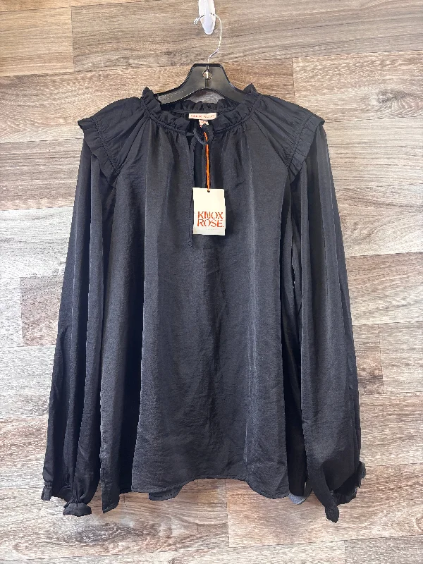 Top Long Sleeve Basic By Knox Rose In Black, Size: Xl