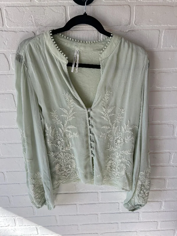 Top Long Sleeve By Anthropologie In Green, Size: M