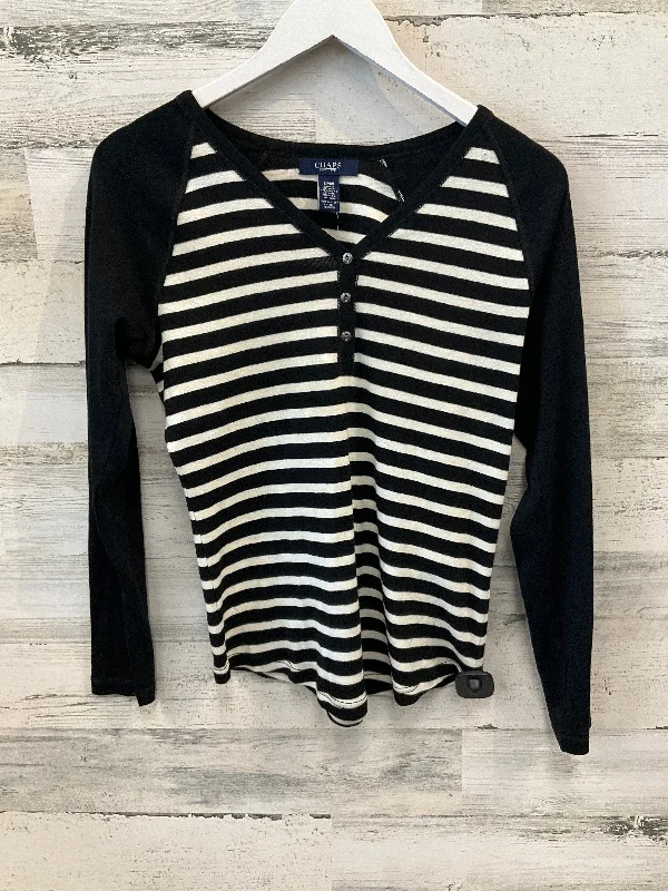 Top Long Sleeve By Chaps In Black & Cream, Size: S