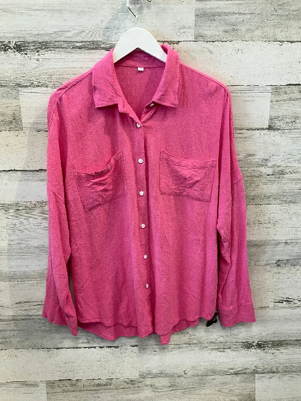 Top Long Sleeve By Cme In Pink, Size: M