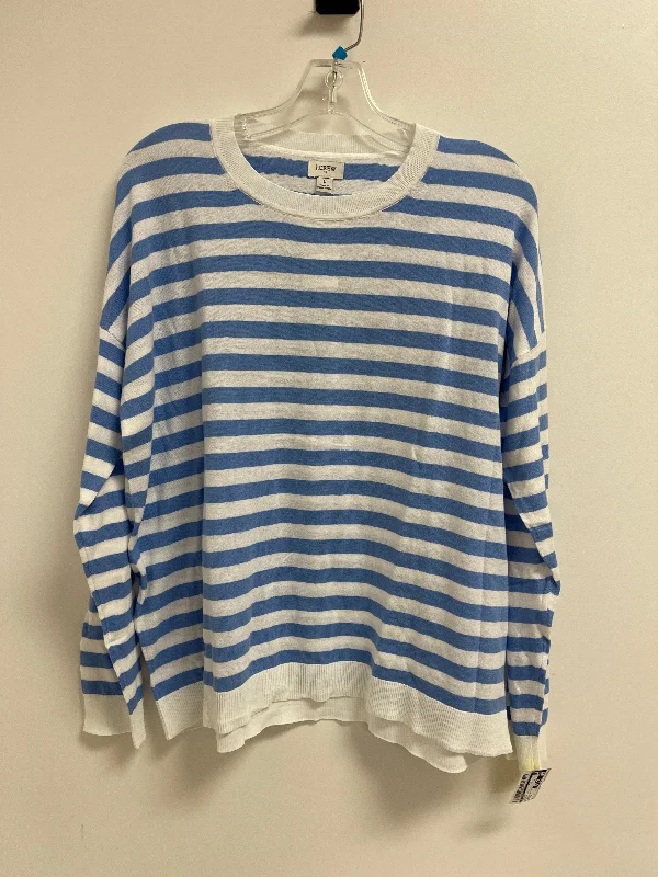 Top Long Sleeve By J. Crew In Blue & White, Size: L