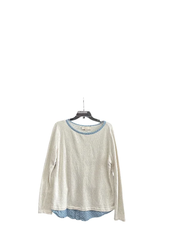 Top Long Sleeve By Loft In Cream, Size: L