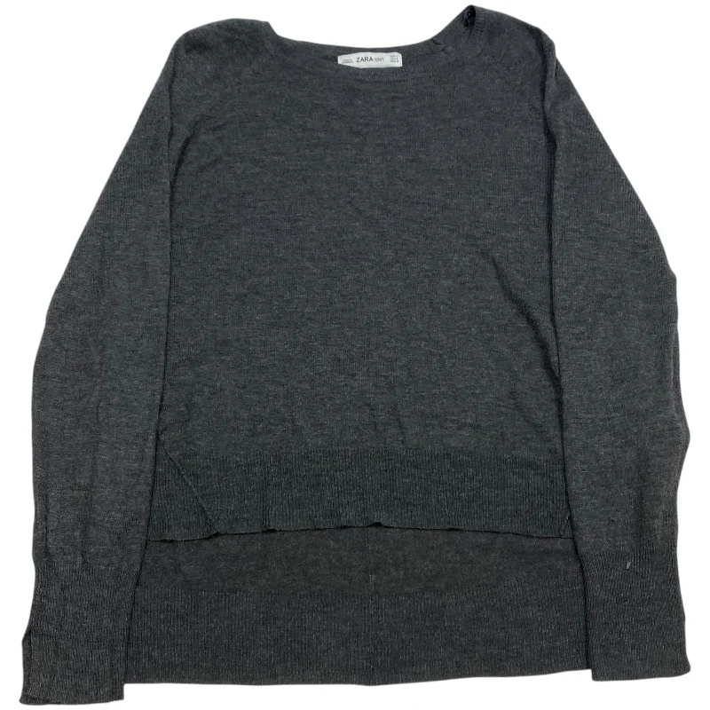 Top Long Sleeve By Zara In Grey, Size: S