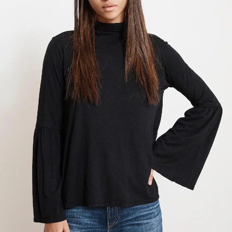 Xena Lux Mock Neck Top (Black)