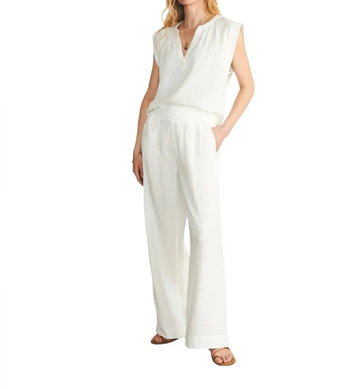 Dream Cotton Gauze Wide Leg Pants In White