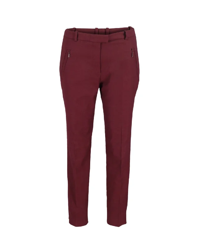 Hugo Boss Slim-Fit Tapered Trousers in Burgundy Cotton