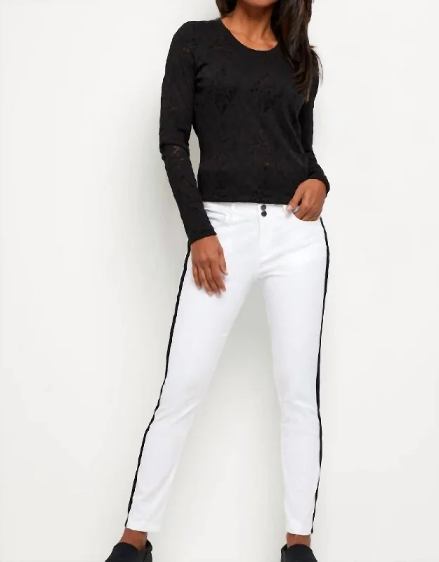 Luisa Stripe Skinny Pant In White/black