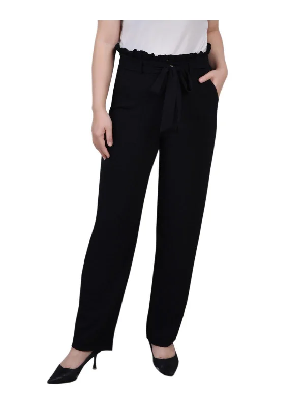 Petites Womens Pocket Belted Dress Pants