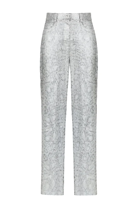 Silver Snake Print Pants