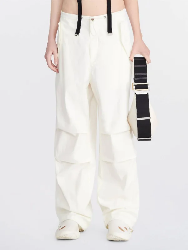 Toggle Parachute Pant In White