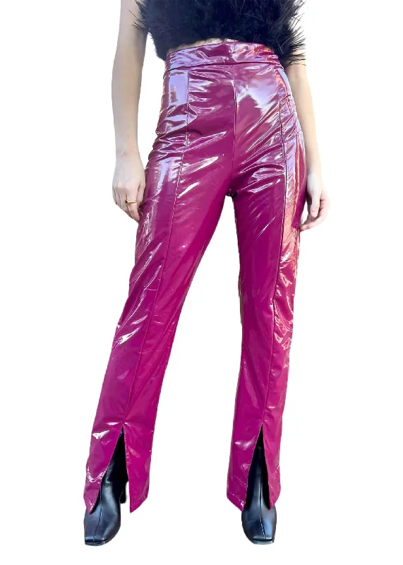 What It Is Faux Leather Pants In Plum