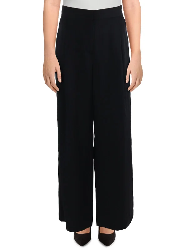 Womens High Rise Solid Wide Leg Pants