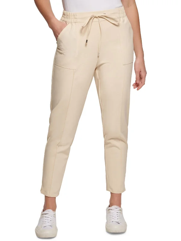 Womens Pintuck Split Hem Ankle Pants