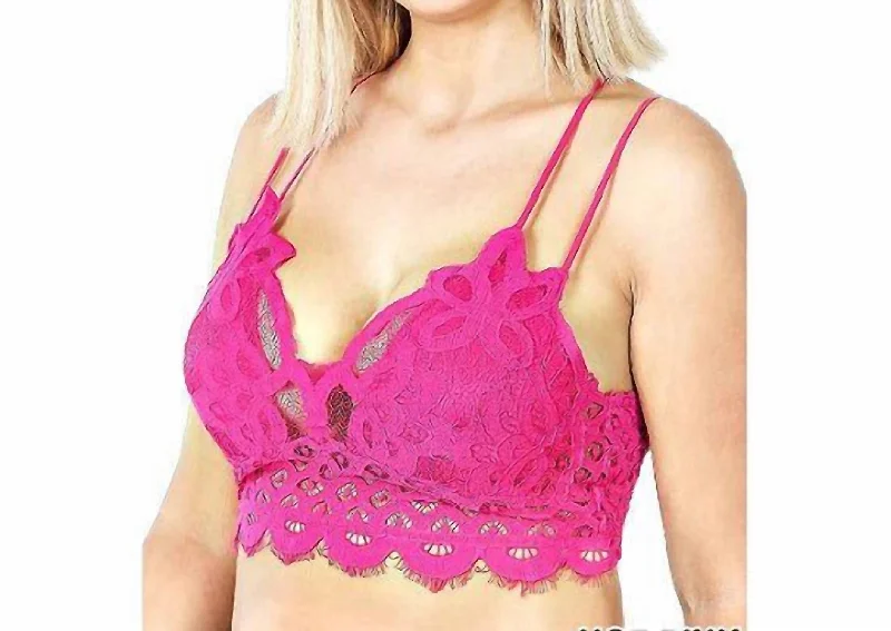 Lace Bralette In Hot Pink