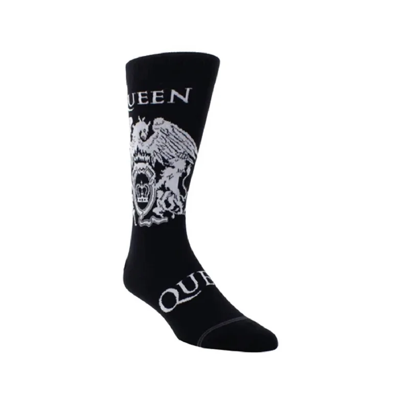 Men's Queen White Crest Crew Sock In Black