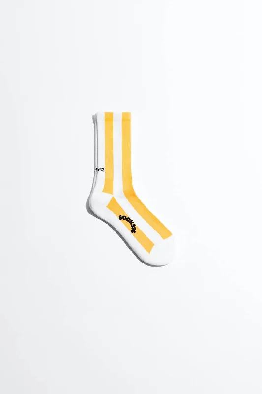 Tennis Stripes Sunbeam Socks In White/yellow