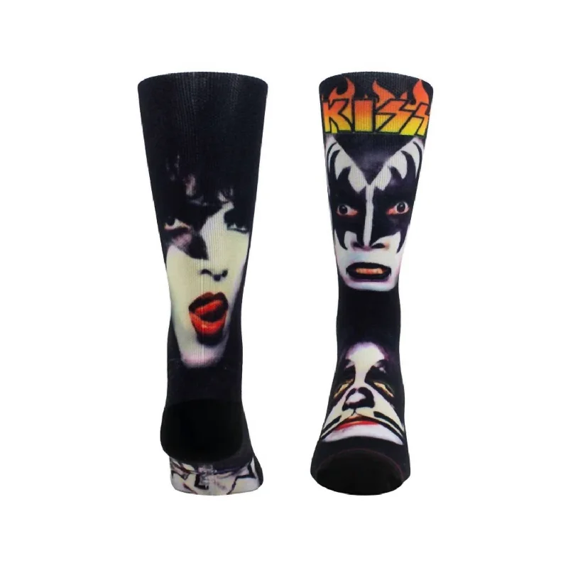 Unisex - Kiss Painted Faces Socks In Black