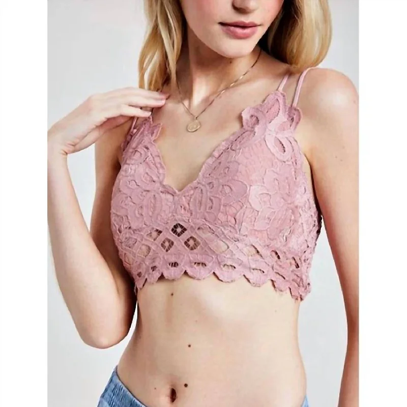 Women's Lace Bralette In Dusty Rose