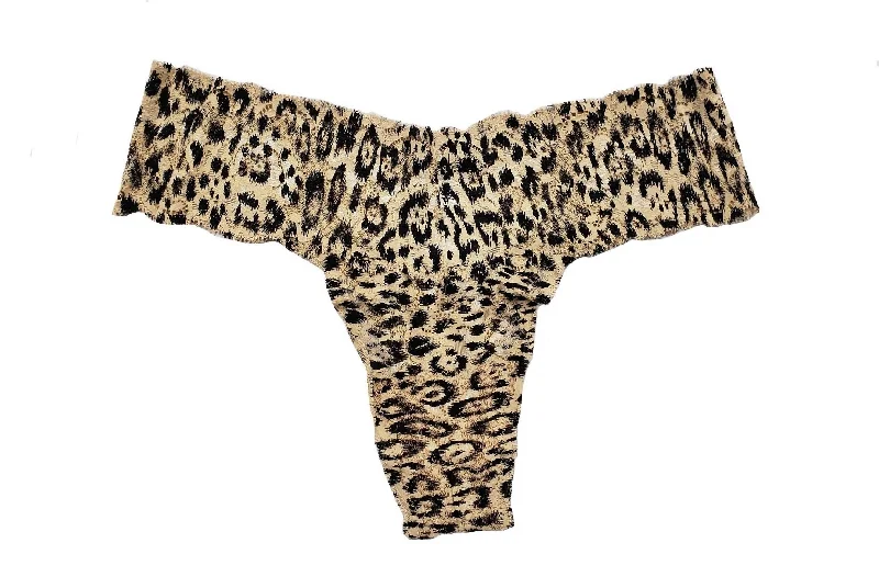 Women's Low Rise Thong Panty In Se/black Animal