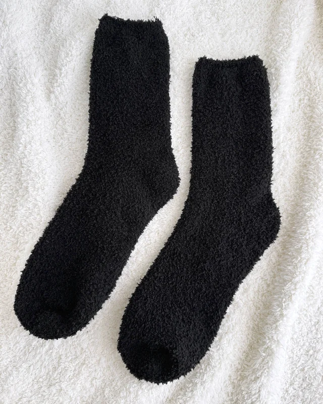 Black Bia Fuzzy Yarn Socks