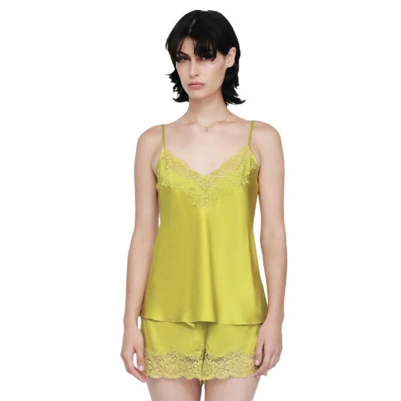 Ginia Silk Cami and Short Set Chartreuse