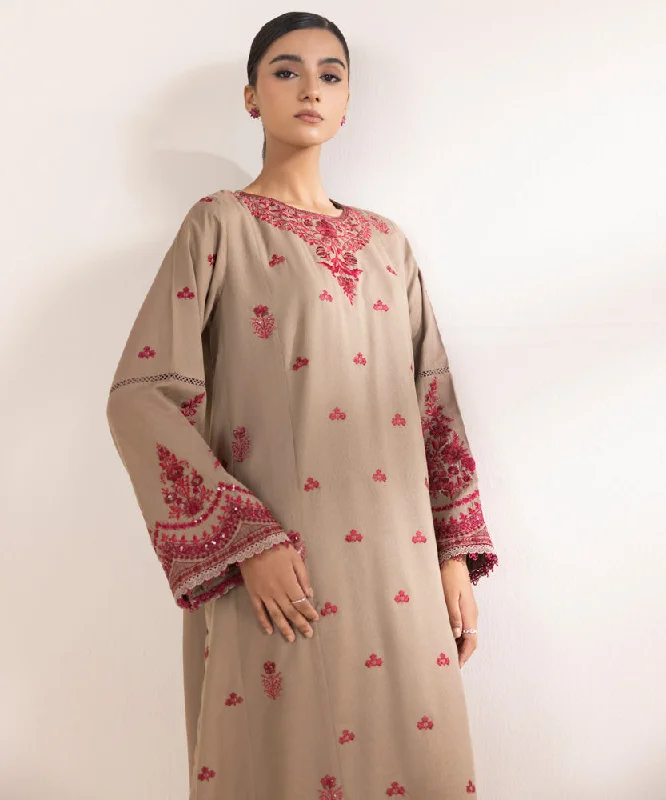 Embroidered Cotton Karandi Shirt