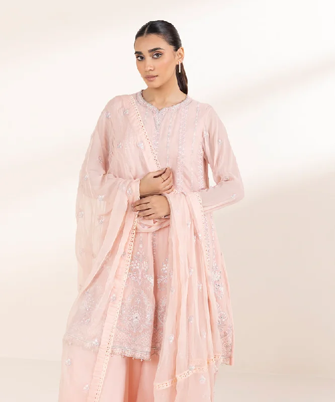 3 Piece - Embroidered Chiffon Suit