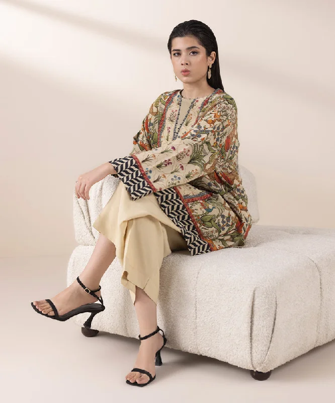 2 Piece - Printed Raw Silk Suit