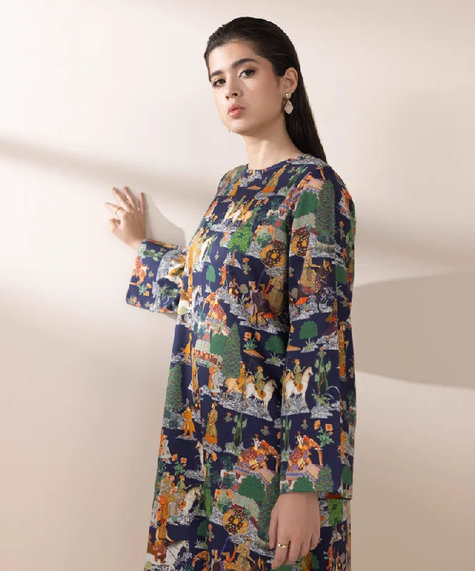 2 Piece - Printed Cotton Satin Suit